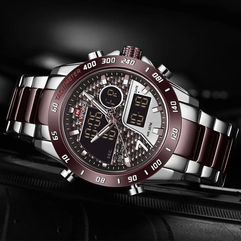 Luxury Military Sport Watch – Steel Strap Quartz Digital Wristwatch
